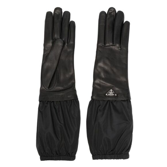 Prada Women Nylon And Leather Gloves